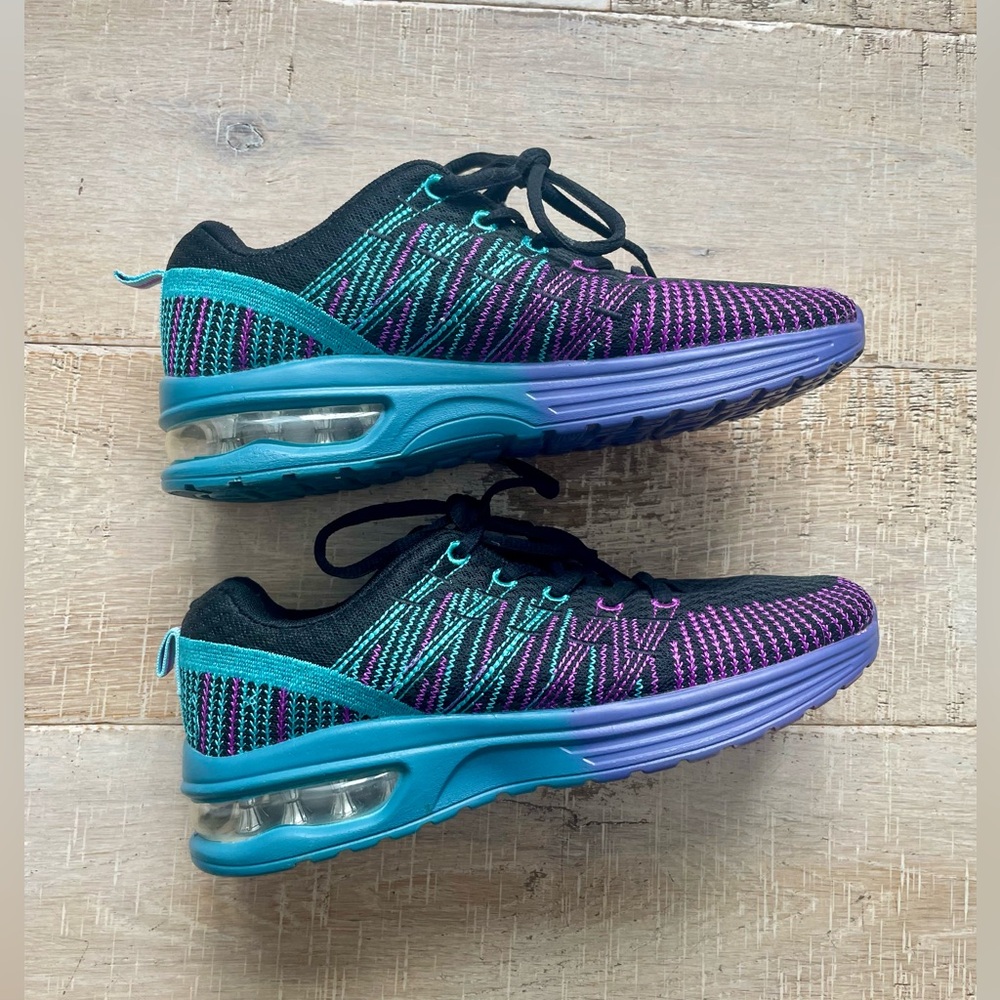 Omega Walk Women's Size 38 (7.5) Athletic Shoes Black, Purple, and Teal Comfort